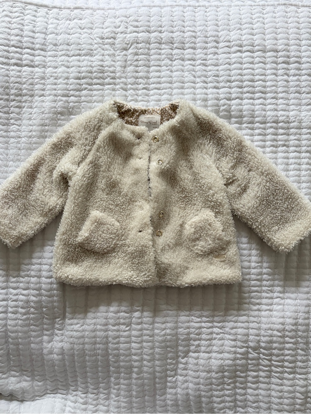 Mayoral Baby Teddy Sherpa Jacket Cream 9-12M